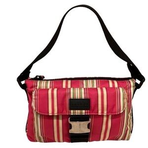 Lauren Ralph Lauren Women Purse Handbag Buckle Front Nylon Tote Pink Plaid Purse